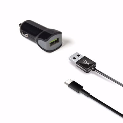 Immagine di KIT CARICABATTERIE DA AUTO CON CAVO USB - USB TYPE C