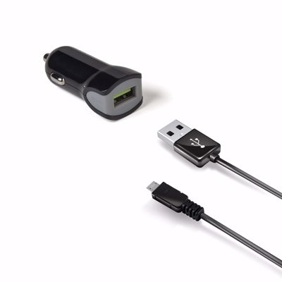 Immagine di KIT CARICABATTERIE DA AUTO CON CAVO USB - MICROUSB